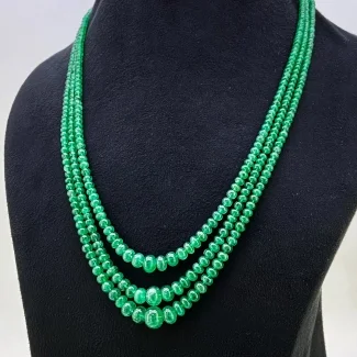 Emerald 2.5-9.5mm Smooth Rondelle Shape AA Grade Multi Strand Beads Necklace - Total 3 Strands of 15-17 Inch.