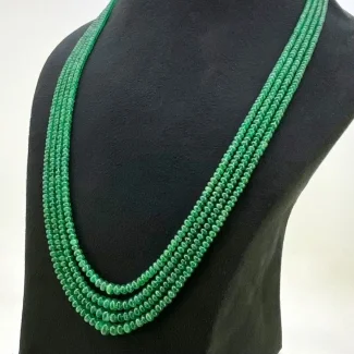 Emerald 2.5-6.5mm Smooth Rondelle Shape AA Grade Multi Strand Beads Necklace - Total 4 Strands of 20-22 Inch.
