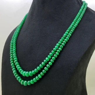 Emerald 3.5-9mm Smooth Rondelle Shape AA Grade Multi Strand Beads Necklace - Total 2 Strands of 18-19 Inch.