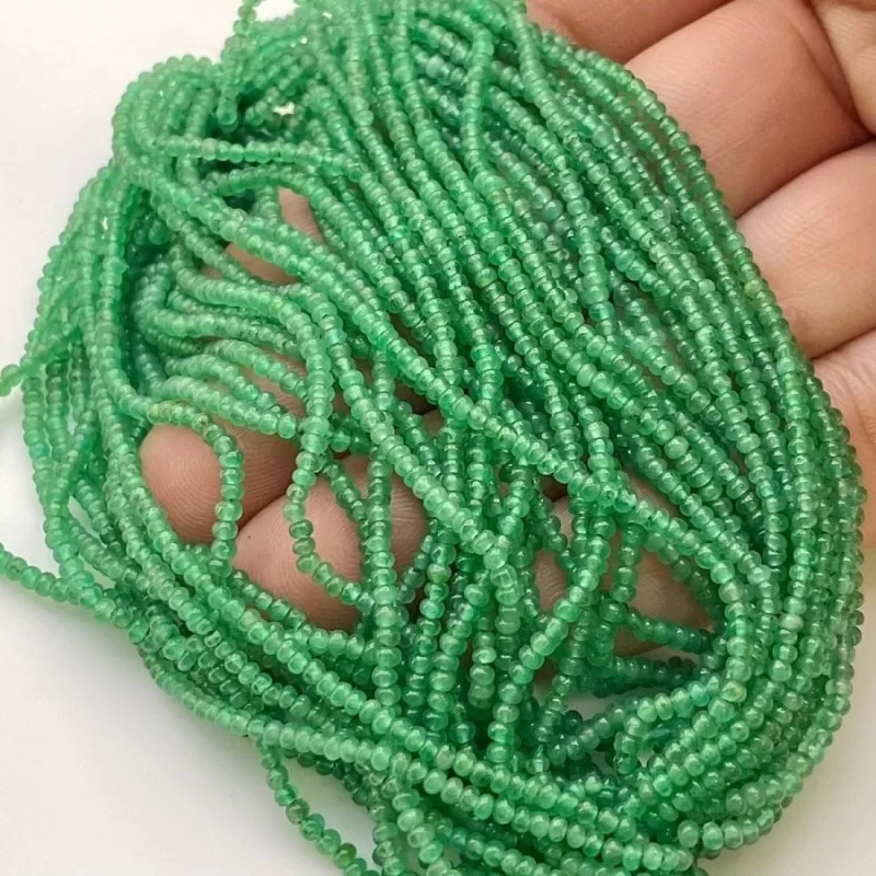 Emerald 2mm Smooth Rondelle Shape AA Grade Gemstone Beads Lot - Total 43 Strands of 4 Inch.