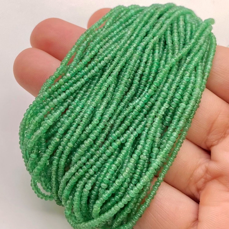 Emerald 2mm Smooth Rondelle Shape AA Grade Gemstone Beads Lot - Total 43 Strands of 4 Inch.