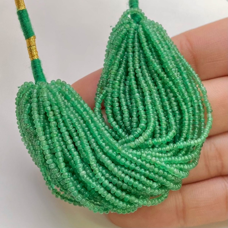 Emerald 2mm Smooth Rondelle Shape AA Grade Gemstone Beads Lot - Total 43 Strands of 4 Inch.