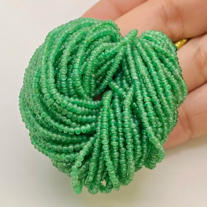 Emerald 2mm Smooth Rondelle Shape AA Grade Gemstone Beads Lot - Total 43 Strands of 4 Inch.
