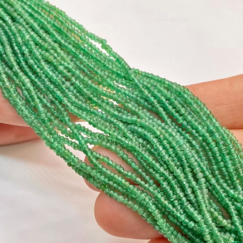 Emerald 2mm Smooth Rondelle Shape AA Grade Gemstone Beads Lot - Total 44 Strands of 4 Inch.