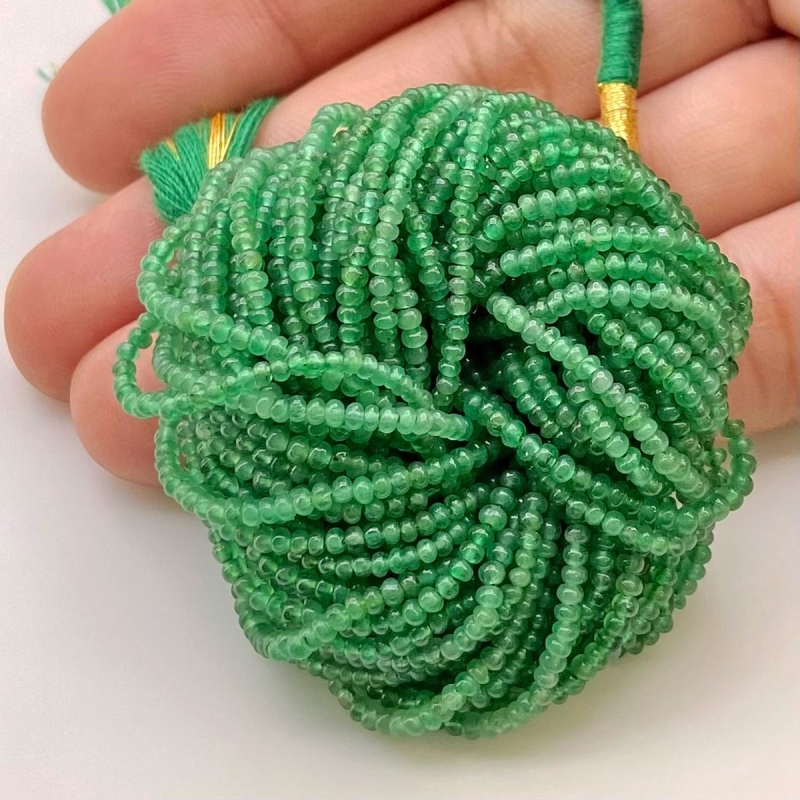 Emerald 2mm Smooth Rondelle Shape AA Grade Gemstone Beads Lot - Total 44 Strands of 4 Inch.