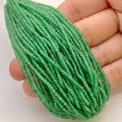 Emerald 2mm Smooth Rondelle Shape AA Grade Gemstone Beads Lot - Total 44 Strands of 4 Inch.