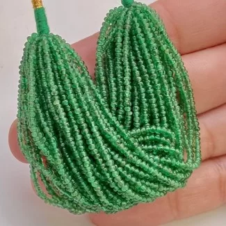 Emerald 2mm Smooth Rondelle Shape AA Grade Gemstone Beads Lot - Total 29 Strands of 4 Inch.