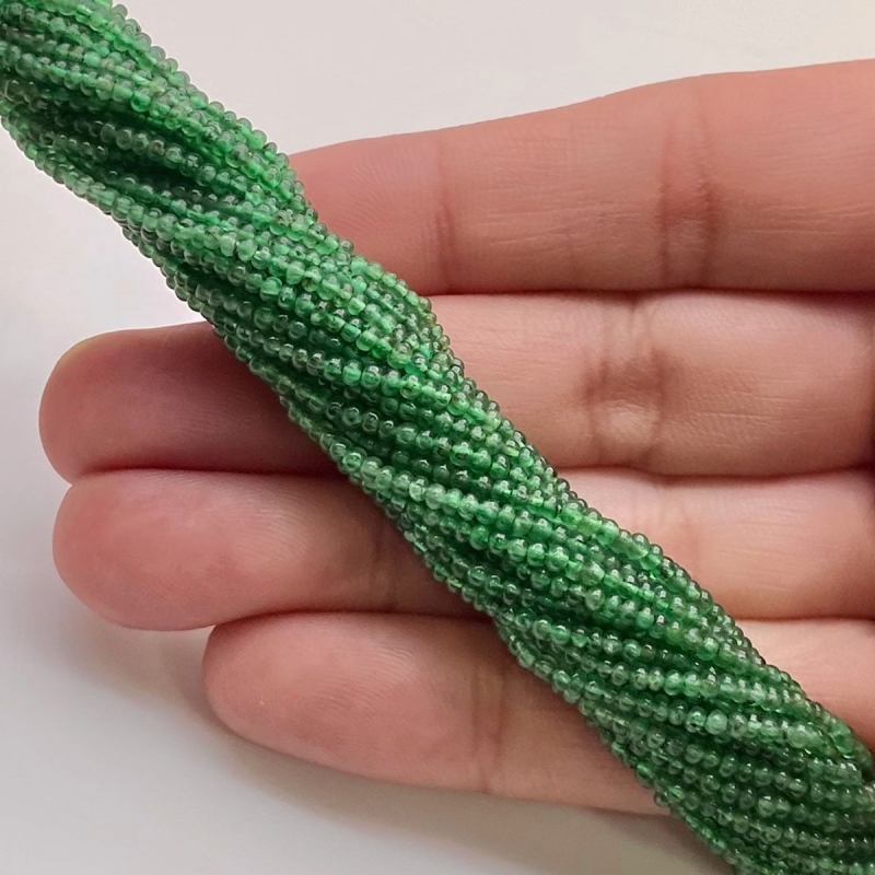 Emerald 2mm Smooth Rondelle Shape AA Grade Gemstone Beads Lot - Total 29 Strands of 4 Inch.