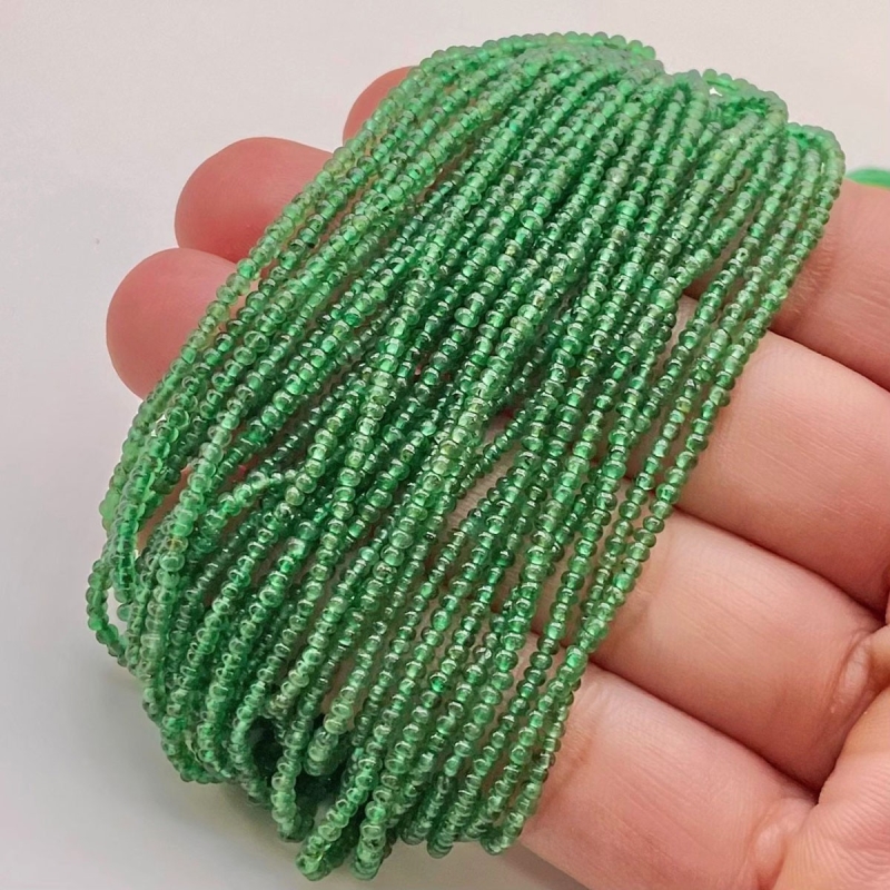 Emerald 2mm Smooth Rondelle Shape AA Grade Gemstone Beads Lot - Total 29 Strands of 4 Inch.