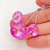  54.35 Carat Lab Pink Sapphire 13-17.5mm  Round Shape AAA Grade Matched Gemstone Beads Set - Total 3 Pcs.