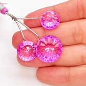  54.35 Carat Lab Pink Sapphire 13-17.5mm  Round Shape AAA Grade Matched Gemstone Beads Set - Total 3 Pcs.