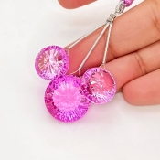  59.35 Carat Lab Pink Sapphire 13.5-17.5mm  Round Shape AAA Grade Matched Gemstone Beads Set - Total 3 Pcs.