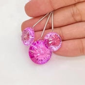  59.35 Carat Lab Pink Sapphire 13.5-17.5mm  Round Shape AAA Grade Matched Gemstone Beads Set - Total 3 Pcs.