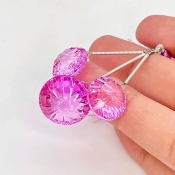  59.35 Carat Lab Pink Sapphire 13.5-17.5mm  Round Shape AAA Grade Matched Gemstone Beads Set - Total 3 Pcs.