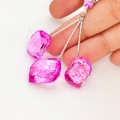  67.30 Carat Lab Pink Sapphire 18-20mm  Mango Shape AAA Grade Matched Gemstone Beads Set - Total 3 Pcs.