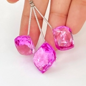  67.30 Carat Lab Pink Sapphire 18-20mm  Mango Shape AAA Grade Matched Gemstone Beads Set - Total 3 Pcs.