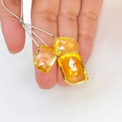  69.10 Carat Lab Yellow Sapphire 18-21mm  Mango Shape AAA Grade Matched Gemstone Beads Set - Total 3 Pcs.
