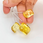  69.10 Carat Lab Yellow Sapphire 18-21mm  Mango Shape AAA Grade Matched Gemstone Beads Set - Total 3 Pcs.