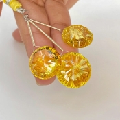  56.55 Carat Lab Yellow Sapphire 15-17mm  Round Shape AAA Grade Matched Gemstone Beads Set - Total 3 Pcs.