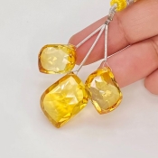  68.10 Carat Lab Yellow Sapphire 18-22mm  Mango Shape AAA Grade Matched Gemstone Beads Set - Total 3 Pcs.