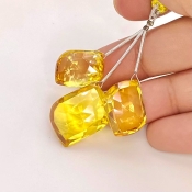  68.10 Carat Lab Yellow Sapphire 18-22mm  Mango Shape AAA Grade Matched Gemstone Beads Set - Total 3 Pcs.