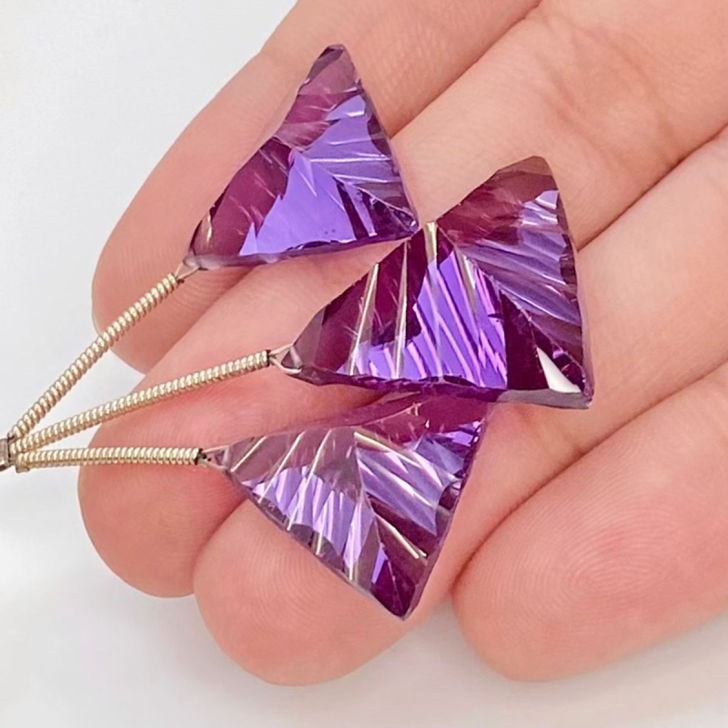 Lab Alexandrite 15-21mm  Trillion AAA Grade Matched Gemstone Beads Set - 159376