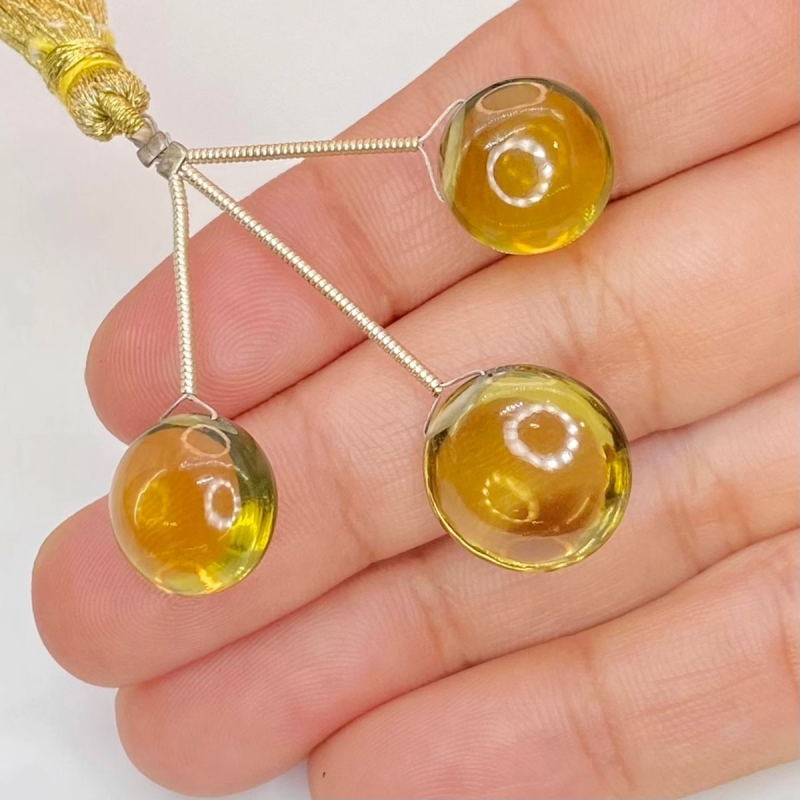  35.25 Carat Olive Quartz 12.5-15mm  Round Shape AAA Grade Matched Gemstone Beads Set - Total 3 Pcs.