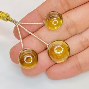  35.25 Carat Olive Quartz 12.5-15mm  Round Shape AAA Grade Matched Gemstone Beads Set - Total 3 Pcs.