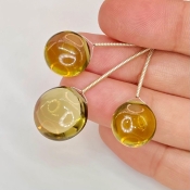  35.25 Carat Olive Quartz 12.5-15mm  Round Shape AAA Grade Matched Gemstone Beads Set - Total 3 Pcs.