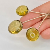 35.25 Carat Olive Quartz 12.5-15mm  Round Shape AAA Grade Matched Gemstone Beads Set - Total 3 Pcs.