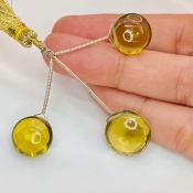  35.25 Carat Olive Quartz 12.5-15mm  Round Shape AAA Grade Matched Gemstone Beads Set - Total 3 Pcs.