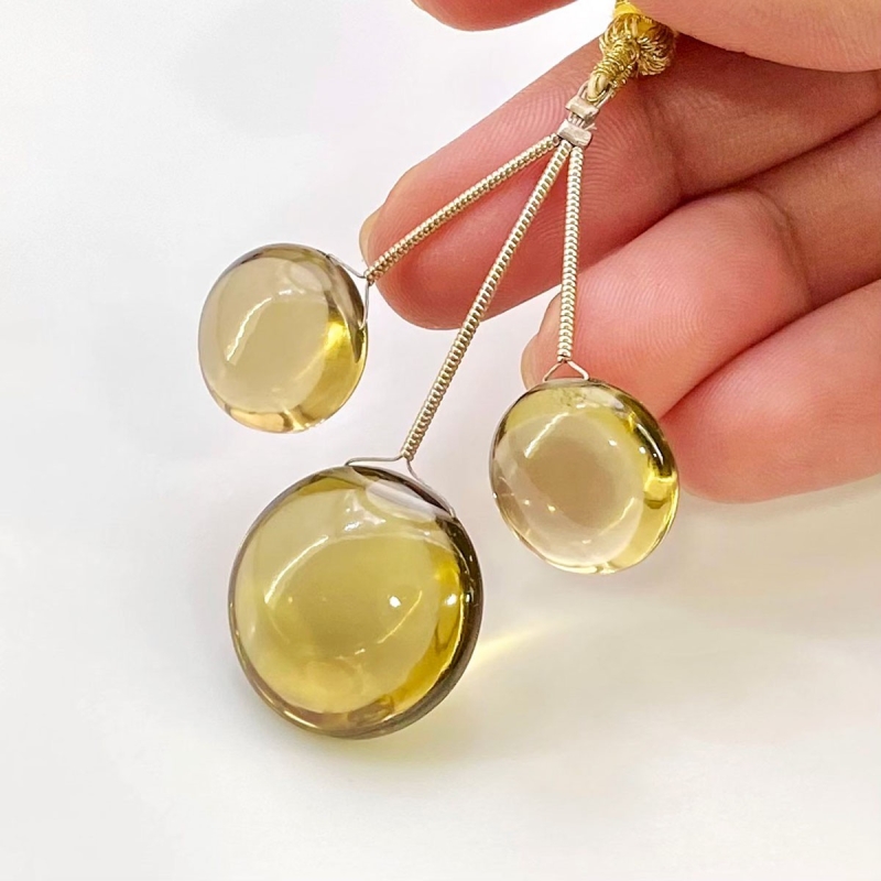  53.35 Carat Olive Quartz 14.5-20mm  Round Shape AAA Grade Matched Gemstone Beads Set - Total 3 Pcs.