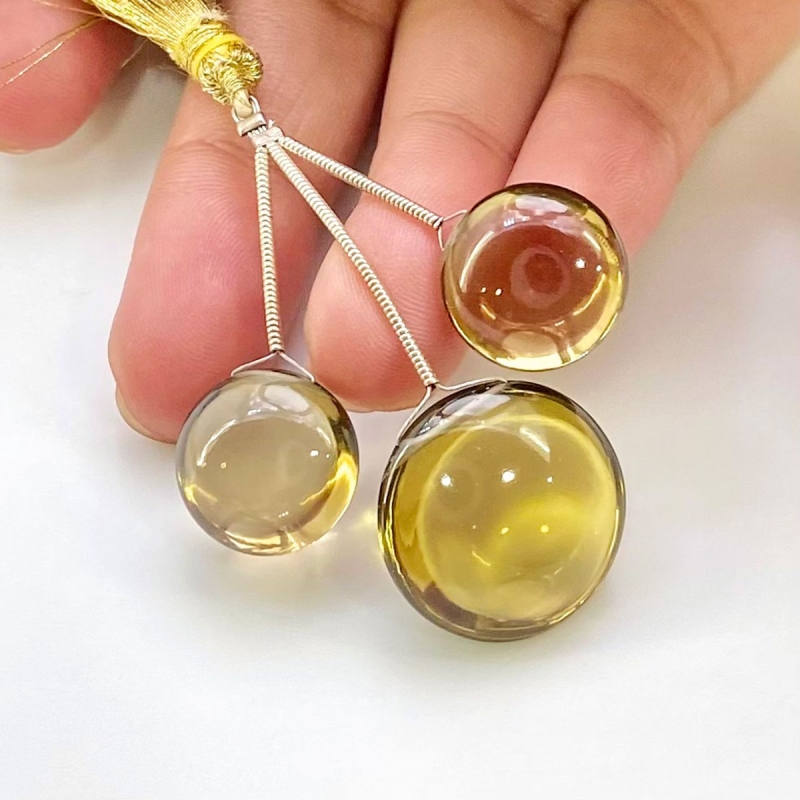  53.35 Carat Olive Quartz 14.5-20mm  Round Shape AAA Grade Matched Gemstone Beads Set - Total 3 Pcs.