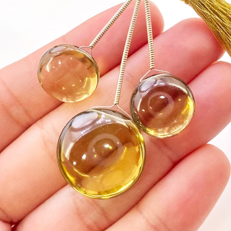  53.35 Carat Olive Quartz 14.5-20mm  Round Shape AAA Grade Matched Gemstone Beads Set - Total 3 Pcs.