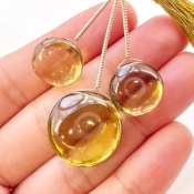  53.35 Carat Olive Quartz 14.5-20mm  Round Shape AAA Grade Matched Gemstone Beads Set - Total 3 Pcs.