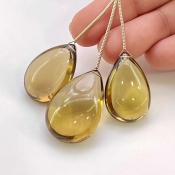  80.6 Carat Olive Quartz 23-26.5mm  Pear Shape AAA Grade Matched Gemstone Beads Set - Total 3 Pcs.