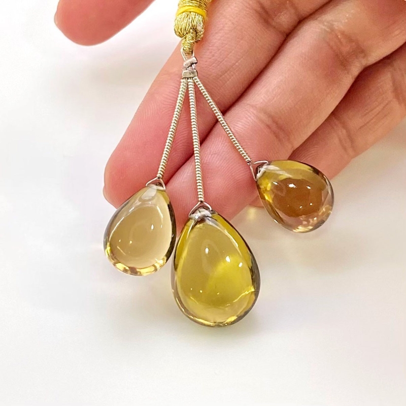  41.85 Carat Olive Quartz 16-19.5mm  Pear Shape AAA Grade Matched Gemstone Beads Set - Total 3 Pcs.