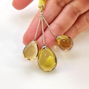  41.85 Carat Olive Quartz 16-19.5mm  Pear Shape AAA Grade Matched Gemstone Beads Set - Total 3 Pcs.