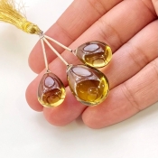  41.85 Carat Olive Quartz 16-19.5mm  Pear Shape AAA Grade Matched Gemstone Beads Set - Total 3 Pcs.