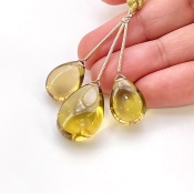  41.85 Carat Olive Quartz 16-19.5mm  Pear Shape AAA Grade Matched Gemstone Beads Set - Total 3 Pcs.