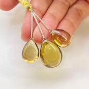  41.85 Carat Olive Quartz 16-19.5mm  Pear Shape AAA Grade Matched Gemstone Beads Set - Total 3 Pcs.