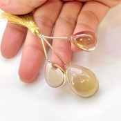  55.65 Carat Olive Quartz 18-24mm  Pear Shape AAA Grade Matched Gemstone Beads Set - Total 3 Pcs.