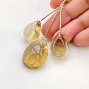  55.65 Carat Olive Quartz 18-24mm  Pear Shape AAA Grade Matched Gemstone Beads Set - Total 3 Pcs.