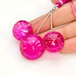  117.60 Carat Lab Ruby 18-22mm  Round Shape AAA Grade Matched Gemstone Beads Set - Total 3 Pcs.