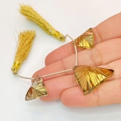  50.4 Carat Olive Quartz 16-23mm  Triangle Shape AAA Grade Matched Gemstone Beads Set - Total 3 Pcs.