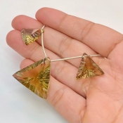  50.4 Carat Olive Quartz 16-23mm  Triangle Shape AAA Grade Matched Gemstone Beads Set - Total 3 Pcs.