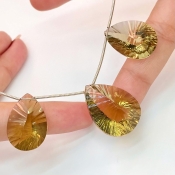  71.1 Carat Olive Quartz 27x20-23x16mm  Pear Shape AAA Grade Matched Gemstone Beads Set - Total 3 Pcs.