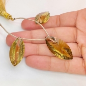  60.15 Carat Olive Quartz 32x15-26x13mm  Marquise Shape AAA Grade Matched Gemstone Beads Set - Total 3 Pcs.