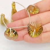  63.8 Carat Olive Quartz 18-21mm  Heart Shape AAA Grade Matched Gemstone Beads Set - Total 3 Pcs.