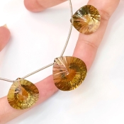  63.8 Carat Olive Quartz 18-21mm  Heart Shape AAA Grade Matched Gemstone Beads Set - Total 3 Pcs.